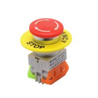 ▥◇❃ Red Mushroom Cap 1NO 1NC DPST Emergency Stop Push Button Switch AC 660V 10A Switch Equipment Lift Elevator Latching Self Lock