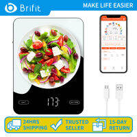 Brifit เครื่องชั่งอาหารดิจิตอล 10 กก./1 กรัม เครื่องชั่งครัวอัจฉริยะพร้อมแอปเครื่องคิดเลขโภชนาการ ชาร์จใหม่ได้ 4 หน่วย G/lb:oz/oz/ml สำหรับการลดน้ำหนัก การอบ การทำอาหาร เครื่องชั่งแคลอรี่