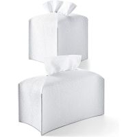 2Pcs Tissue Box PU Leather Tissue Box Holder, Toilet Tissue Box Square Tissue Holder for Bath Vanity Countertop,White