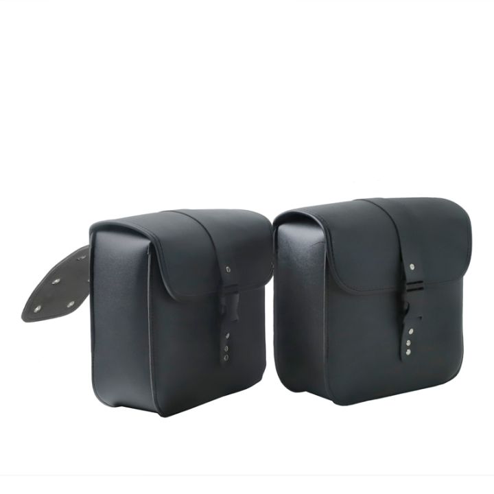 ชุดอุปกรณ์จัดระเบียบกระเป๋าเก็บของข้างสำหรับมอเตอร์ครอส2ชิ้นกระเป๋ากระเป๋าหนัง-pu-สีดำกันน้ำสำหรับ-honda-yamaha-suzuki