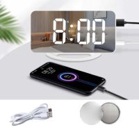 Loud Alarm Clock Phone Charger Vibrating Table Clock For Heavy Sleepers Deaf Snooze USB LED Mirror Alarm Clock Digital Display