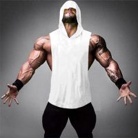 Summer Plain Gym Tank Top Mens Bodybuilding Stringer hoodies Blank Vest Fitness Shirt 100% Cotton Solid Sleeveless Tops