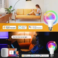 ชุดบ้าน E27หลอดไฟ Smart LED Wifi 15W 110V 220V RGB เย็น + อุ่นสีขาวหรี่ได้ APP หลอดไฟเสียง Apple Siri Alexa Google