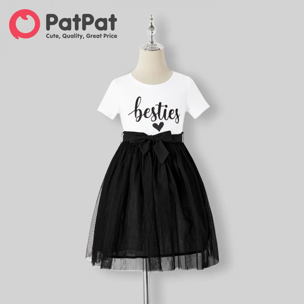 PatPat Đầm Vải Cotton In Chữ Cái Tay Ngắn Phối Dây Lưới Cho Mẹ Và ...