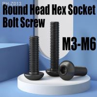 5/10PCS M3 M4 M5 M6 M8 Black 12.9 Grade Carbon Steel Round Head Hexagon Hex Socket Screw Button Head Allen Bolt Screw