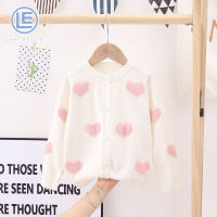 LS Girls Sweater Cardigan New Little Girl Peach Heart Fashion Coat