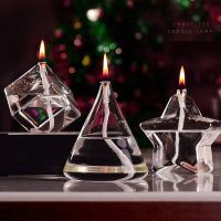 Creative Glass Candlestick Ornament Nordic Romantic Simple Modern Household Desktop Smokeless Butter Lamp