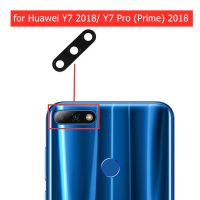 2ชิ้นสำหรับ Y7 Huawei/Y7 Pro/Y7นายกรัฐมนตรีกระจกกล้องมองหลังเลนส์กระจกกล้องถ่ายรูปด้านหลังพร้อมกาว3เมตรอะไหล่ซ่อม