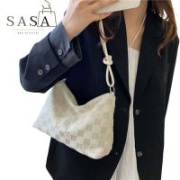 SASA ❀ Shoulder Bag กระเป๋าผู้หญิงสะพายไหล่ กระเป๋าสะพายข้างลายตาราง ดีไซน์เก๋ ดูดี มีสไตล์ ปรับสายได้ シ