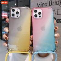 Ppgsa✧✻ Gradient สายคล้องกรณีสำหรับ OPPO A53 2020 A33 A32 A53S A93 A55 5G Realme C20 V11 5G C21 C17ฝาครอบพกพาสร้อยคอ Capa