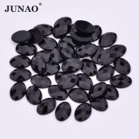 JUNAO 100pcs 18x25mm Color Big Oval Rhinestones Flatback Glue Crystals Stones for Garment