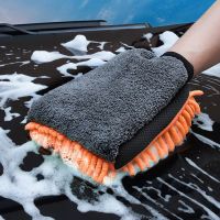 Car Wash Glove Coral Mitt Soft Anti scratch for Car Wash Multifunction Thick Cleaning Glove Car Wax Detailing Brush Color Random