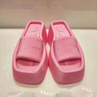 รองเท้าแตะสตรีแพลตฟอร์มเปิดนิ้วเท้าสำหรับฤดูร้อน Sepatu Slip On เวดจ์ลำลองผู้หญิงปาร์ตี้กลางแจ้งรองเท้าแตะสีชมพู J702สไลด์