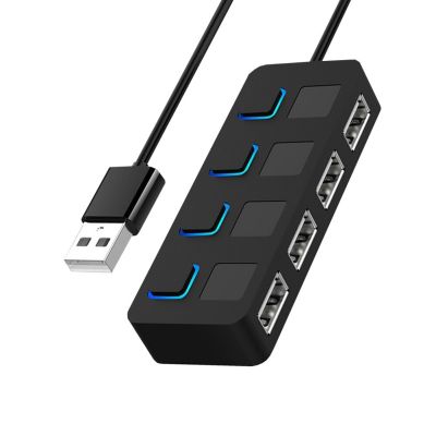 USB 2.0ฮับตัวแยก USB ที่พ้วง USB 4พอร์ตตัวขยาย USB อะแดปเตอร์พร้อมแฟลชไดรฟ์ USB สวิทช์ไฟชุดสัญญาณไฟ LED สำหรับแล็ปท็อป PC Feona