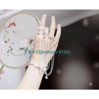 bdfszer 012A Internet celebrity antique bell ring bracelet flower protection bell silver ring set chain court Hanfu ancient costume open bracelet