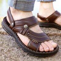 Leather Mens Sandals Slippers Beach Soft and