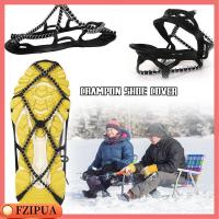 FZIPUA 1Pa กีฬานอกสถานที่ ที่คลุมรองเท้า ปุ่มปรับเดิน เดินจับน้ำแข็ง รองเท้า crampons กันลื่น ปลอกหุ้มรองเท้า รองเท้าเส้นทางหิมะน้ำแข็ง เครื่องมือตกปลาน้ำแข็ง