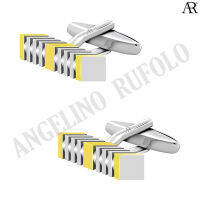 ANGELINO RUFOLO Cufflink(คัฟลิงค์) ดีไซน์ Line Post กระดุมข้อมือคัฟลิ้งโรเดียมคุณภาพเยี่ยม ตัวเรือนสีเงิน/ทอง