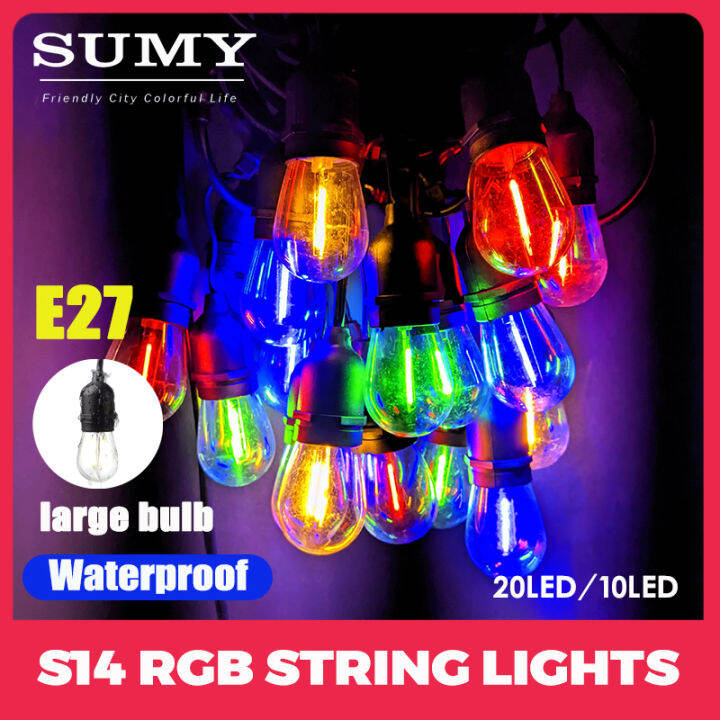 RGB/Warm IP65 LED Outdoor Christmas String Lights S14 Patio Lights