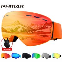 PHMAX Ski Goggles Winter Anti-Fog Skiing Eyewear UV400 Protection Double Layers Snow Goggles Outdoor Snowboard Glasses Men Women