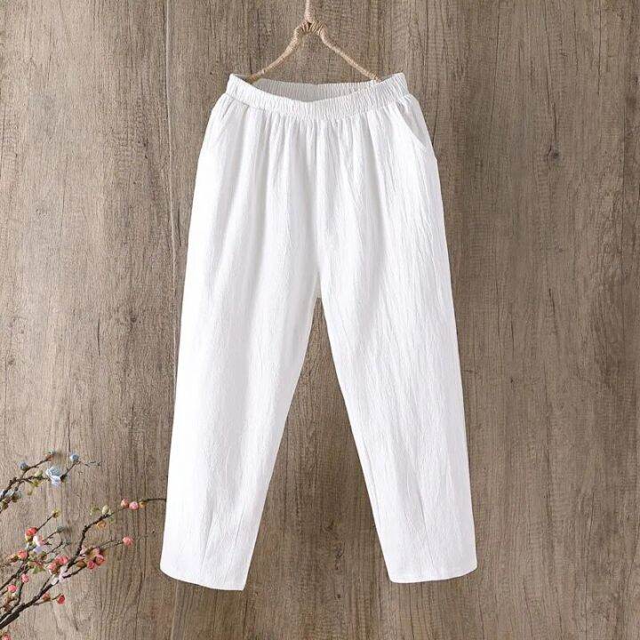 fashion-cotton-linen-harem-pants-women-summer-loose-4xl-solid-color-pants-high-waist-elastic-female-ankle-length-pants