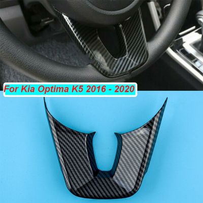 ABS Carbon Fiber Style Black Car Interior Steering Wheel Frame Cover Trim Sticker For Kia Optima K5 2016 2017 2018 2019 2020