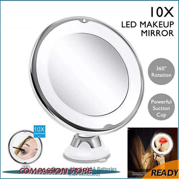 Portable Makeup Mirror 10X Magnifying Mirror With LED Lights Make Up