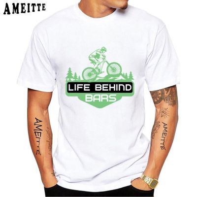 Cool Life Behind Mounn Bike Bars Mounn Climb T Shirt New Men Short Sleeve Funny Bicycle Design Boy Casual Tops White Tees XS-6XL