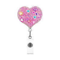 Students Doctor ID Card Holder Badge Clip Keychain Heart Butterfly Shape Badge Clip Cute Badge Clip Retractable Nurse Badge Reel Clip