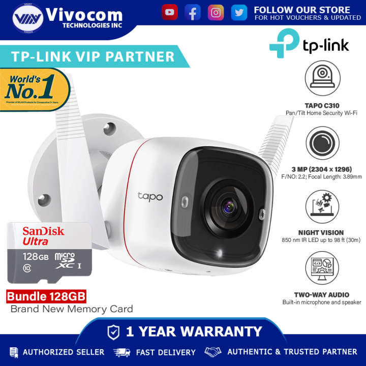TPLink Tapo C310 Outdoor Security WiFi Camera With Bundle SanDisk