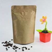 25pcs  1/4 pound~1 pound Kraft Paper Coffee One-way Valve Zip Lock Bag Stand Up Resealable Coffee Beans Zip Packaging Pouches Toiletries  Cosmetics Ba