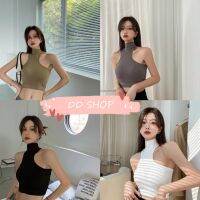 DD SHOPพร้อมส่ง FY9557 เสื้อกล้ามคอเต่า มีฟองน้ำ ครอปสั้นเท่แนวสตรีทสุดๆ