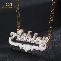 Customized Name Necklace Double 18K Gold plated Nameplate 3D Necklace Personalized Choker Women Double layer Name Necklace Gifts