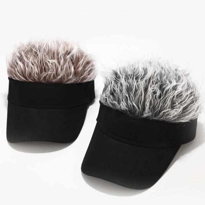 Novelty Baseball Cap Fake Flair Hair Sun Visor Hats Men's Women's Toupee  Wig Funny Hair Loss Cool Gifts Golf Cap 