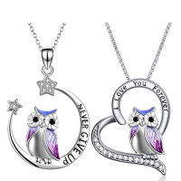 【cw】 Brocade wish New European and American Diamond Owl Pendant Animal Star Moon Love Necklace Exclusive for Cross-Border ！