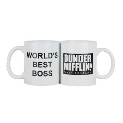 【High-end cups】ถ้วยกาแฟพร้อม Dunder Mifflin The Office World 39; S Best Boss 11 Oz ตลกเซรามิคชาแก้วโกโก้ของขวัญสำนักงานที่ไม่ซ้ำกัน