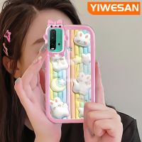 YIWESAN เคสสำหรับ Xiaomi Redmi 9T Redmi 9 Power เคสลายการ์ตูนสัตว์ประหลาดน้อยเคสโทรศัพท์ป้องกันเลนส์กล้องนิ่มกันกระแทก3D น่ารักเคสมือถือกระต่ายรูปดาวสีรุ้ง