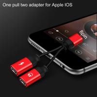 Adapter for iPhone Headphone Jack Aluminum Alloy Fast Charging Port Cable 2-in-1 Splitter Dual Converter for iPhone Headphones Accessories