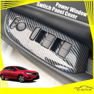 ฝาครอบแผงสวิตช์กระจกไฟฟ้า ABS คาร์บอนไฟเบอร์ สําหรับ Power Window Switch Cover for 2021 - 2022 Honda City Hatchback GN 5 6