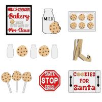 Christmas Decor for Tiered Tray Farmhouse Tiered Tray Decor Set Table Sign Set Of 8 Cookies for Santa Milk And Baking Biscuit for Kitchen Table Shelf Farmhouse Home fitting