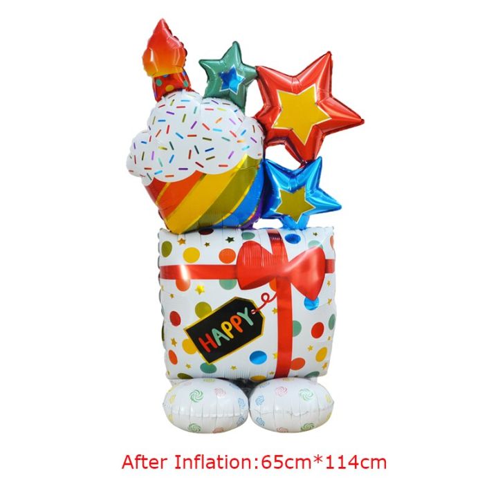 large-stand-cake-foil-balloons-giant-candle-cake-globos-birthday-party-decorations-baby-shower-adhesives-tape