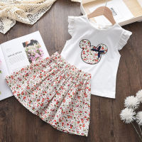 Cute Girls Clothes Sets Floral 2Pcs Cartoon Kids Ruffle Sleeve Top and Skirt Outfits Casual Girl Clothing Girls Boutique Outfits