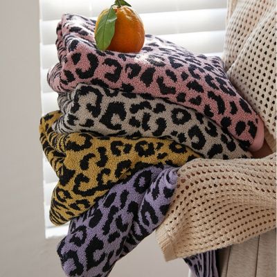 【jw】┋♕  Cotton Dry Set Plain Dyed Leopard Print Beach Fashion Bandana Face Toallas Toalhas