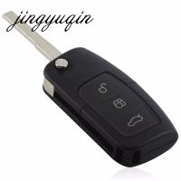 JHTJHNDTGFJHND Jingyuqin 10ชิ้น/ล็อต3ปุ่มพลิกพับรถ Key Shell Remote Fob สำหรับ Ford Focus Fiesta C Max Ka