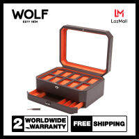 กล่องหมุน กล่องนาฬิกา WOLF1834 รุ่น WINDSOR 10 PIECE WATCH BOX WITH DRAWER (Brown/Orange)