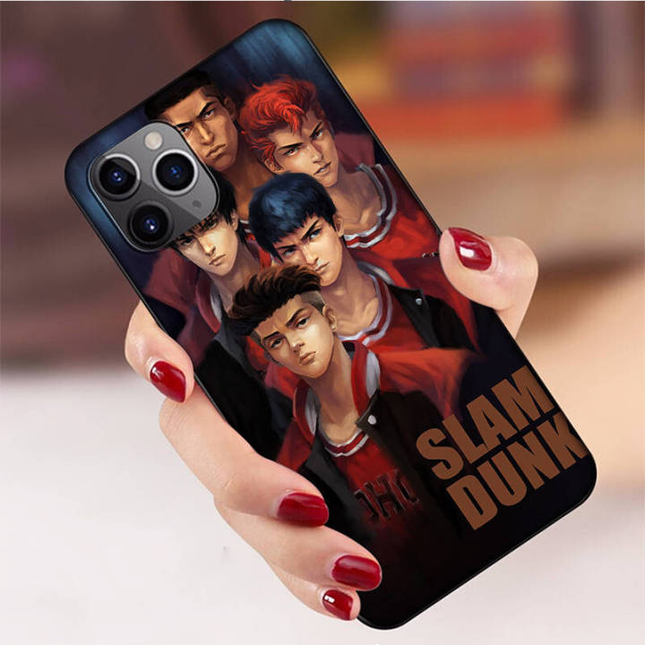 casing-หรับ-iphone-14-13-11-pro-max-11-mini-8-8-plus-el100-slam-dunk-anime-pattern-phone-เคสโทรศัพท์-อ่อนนุ่ม-tpu-shockproof-black-ปก