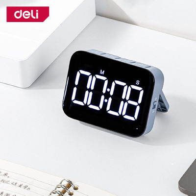 Deli นาฬิกาจับเวลาดิจิตอล นาฬิกาจับเวลา นาฬิกานับเวลา จอใหญ่ LED ถ่าน AAA ดีไซน์เรียบหรู Digital Timer