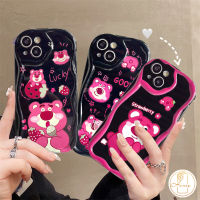 เคสลายหมีสตอเบอร์รี่การ์ตูนน่ารักสำหรับ Realme 6i 9i 5 5S 5i 7i C35 C25Y C3 C17 C30 C55 C20 C21Y C25s C12 C15 C11ขอบโค้งงอสีแดงฝาครอบแบบนิ่ม