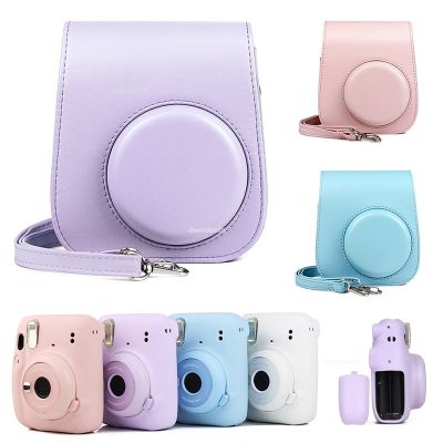 ”【；【-= For Instax Mini 11 Camera Case PU Leather Soft Silicone Cover Bag For Fujifilm  Film Camera Bag With Shoulder Strap