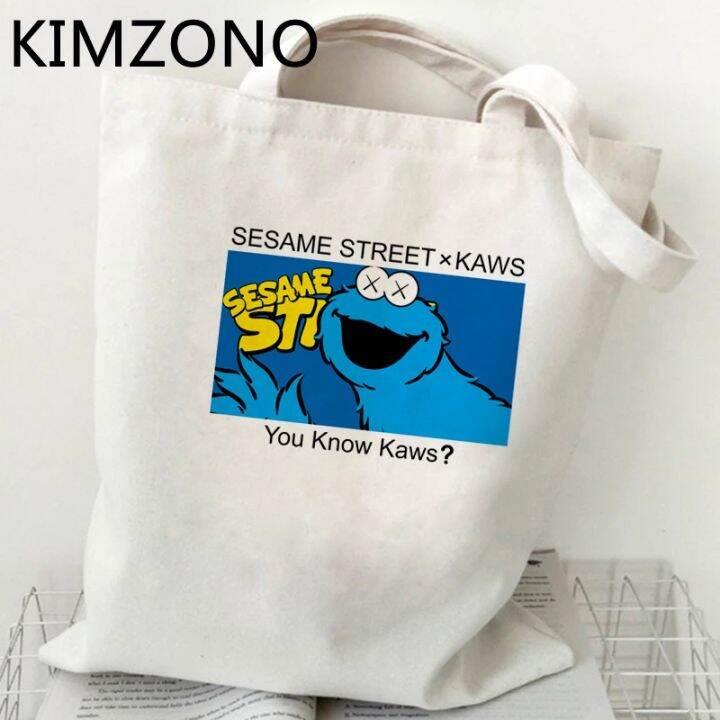 sesame-street-กระเป๋าช้อปปิ้งกระเป๋าช้อปปิ้ง-bolsas-de-tela-กระเป๋าถือช็อปปิ้งกระเป๋านักช้อป-sac-cabas-นำกลับมาใช้ใหม่ได้-bolsa-compra